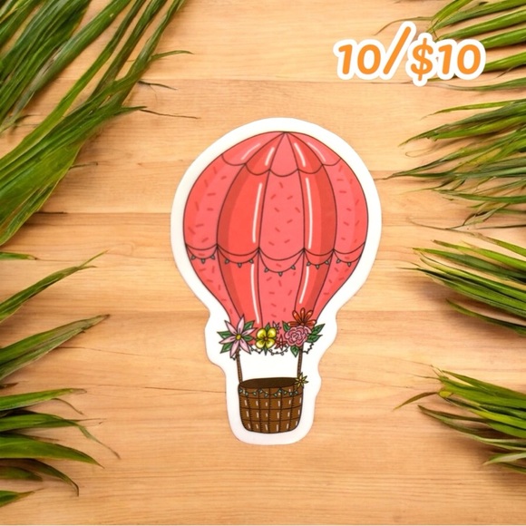 Floral Hot Air Balloon Sticker – Approx. 2 1/2” - Picture 1 of 1